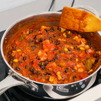Easy Skillet Tacos: Easy delicious, one pot, crowd-pleaser dinner. Black beans, potatoes, corn, and peppers, sautéed with Mexican spices, robust tomato  sauce and corn tortillas, comes together in 20 minutes.